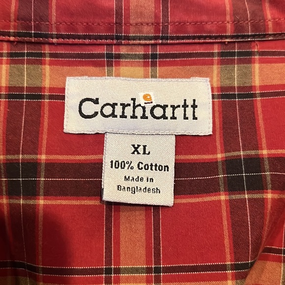 CARHARTT Long Sleeve Button Down Shirt Red Plaid, size XL - Picture 3 of 7